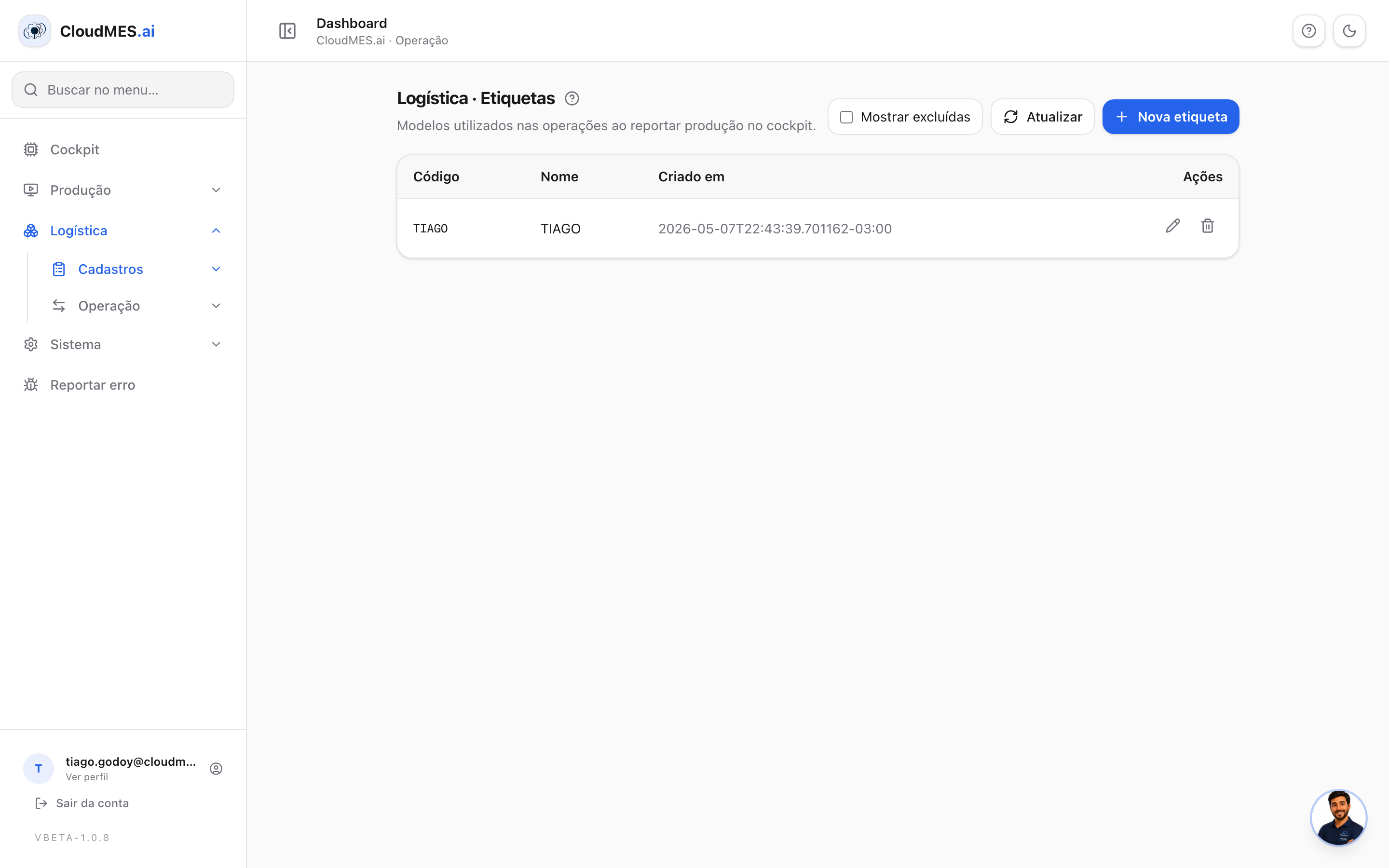 Lista de etiquetas