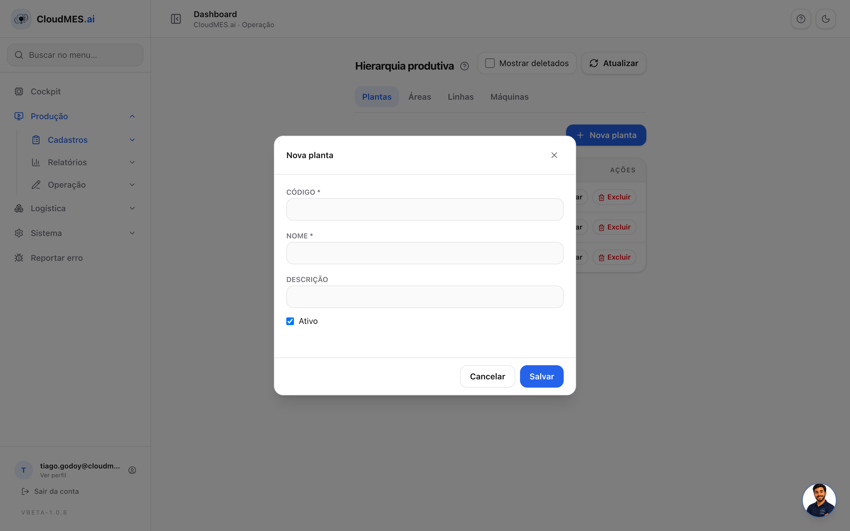 Modal nova planta