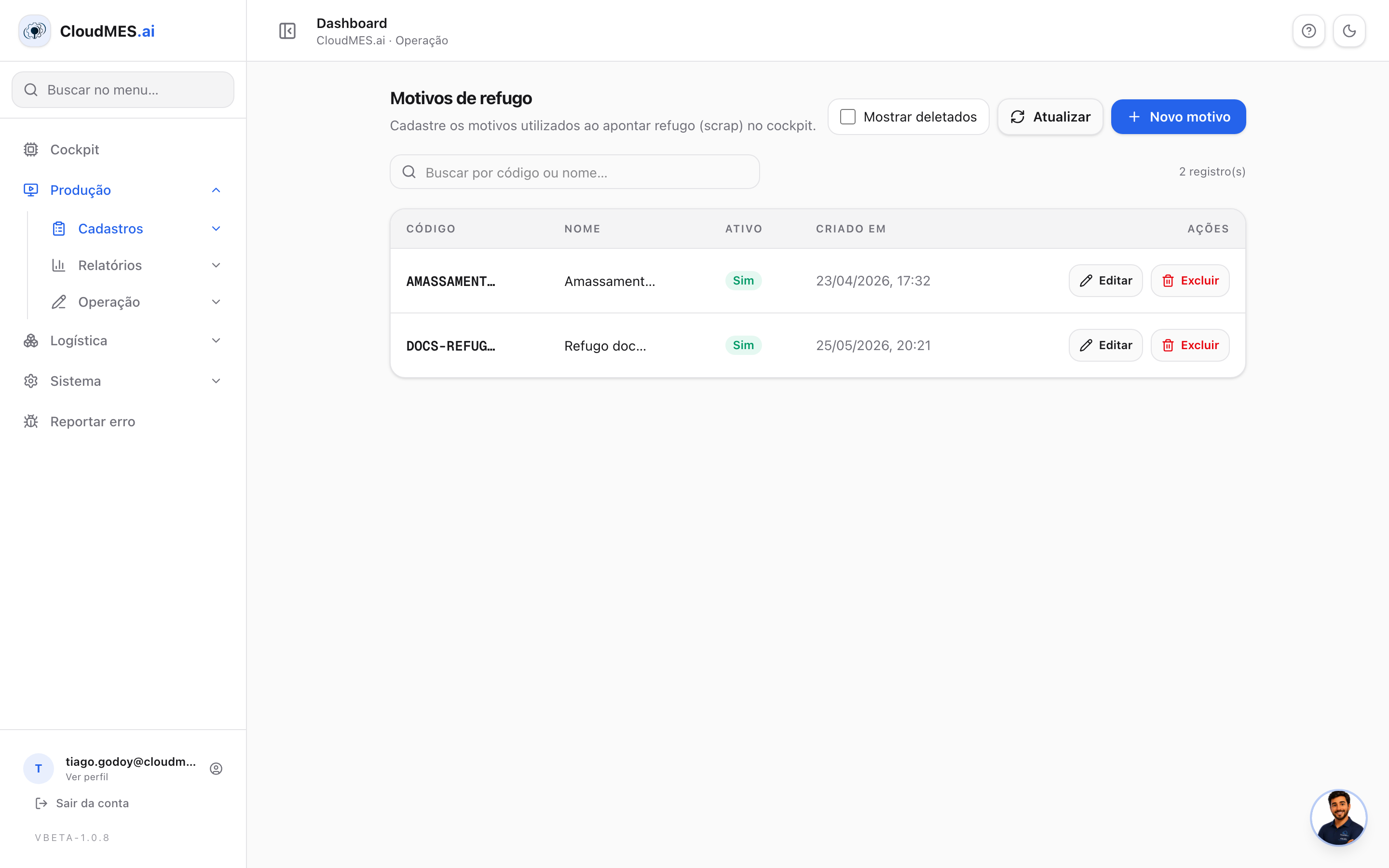 Lista de motivos