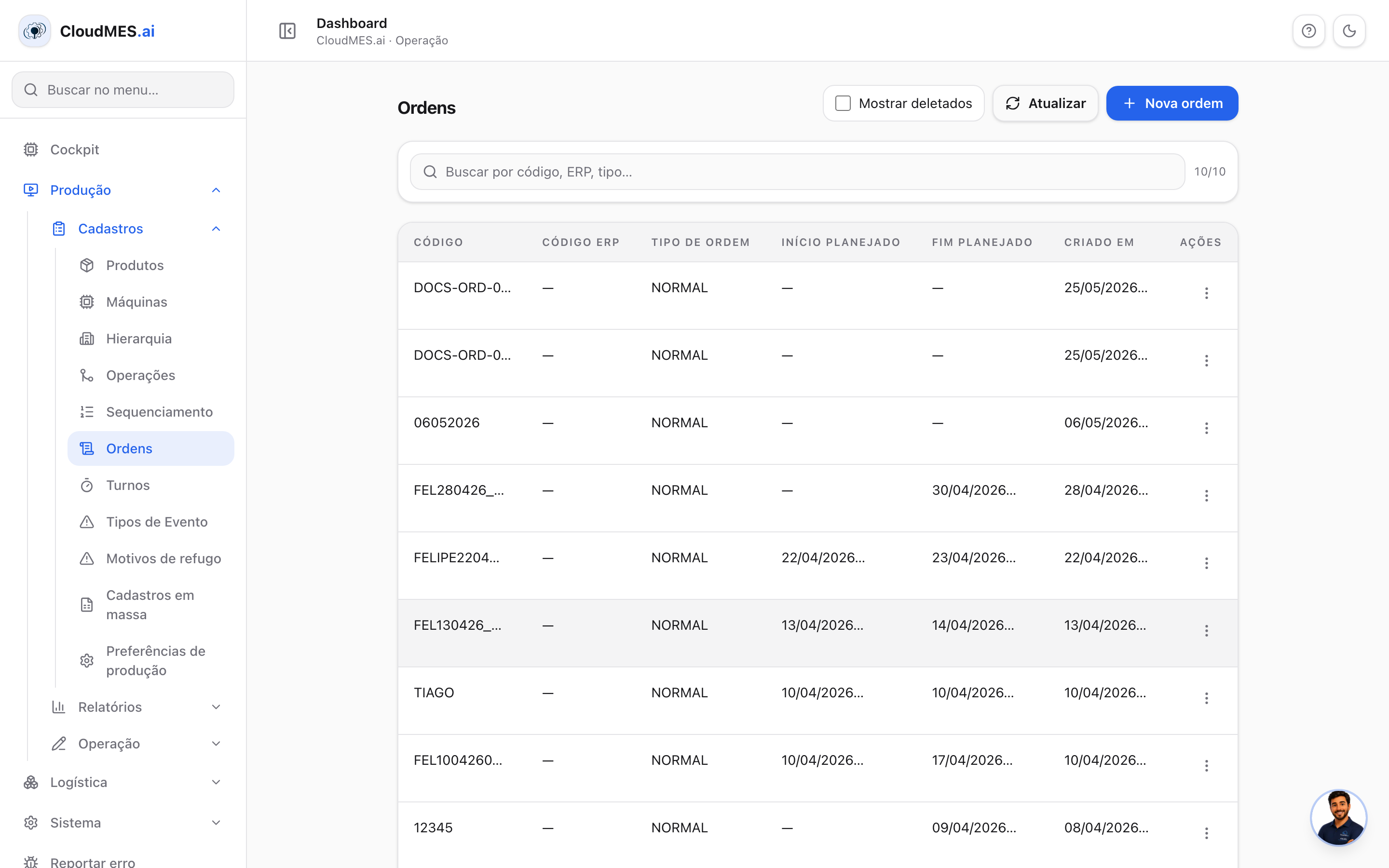 Lista de ordens
